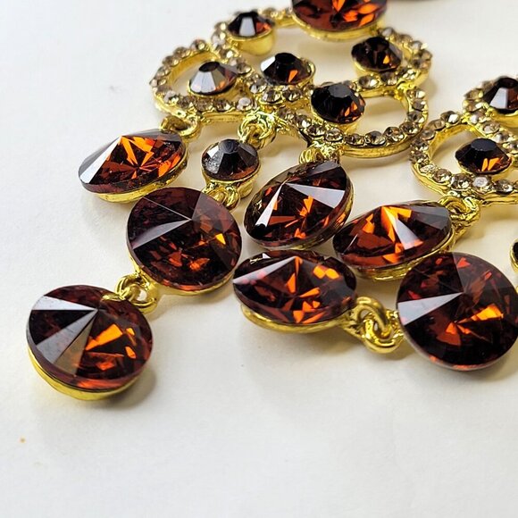 Amber Crystal Chandelier Earrings Bridal Earrings Dramatic Statement Earrings - Picture 3 of 8